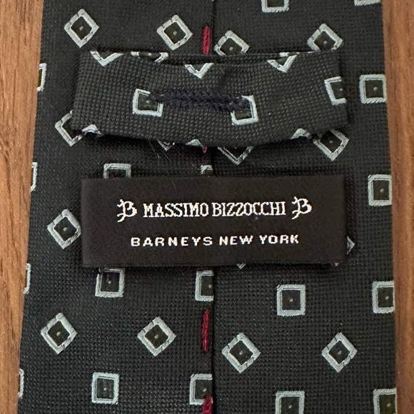 Massimo Bizzocchi Dark Green and Silver Geometric Tie - Picture 4 of 5